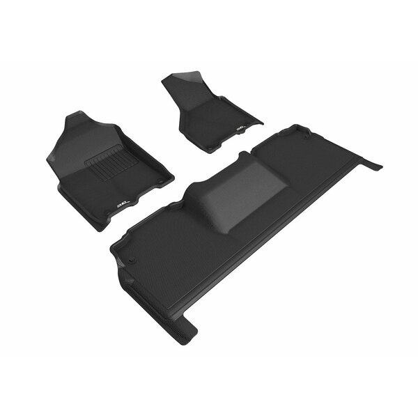 3D Mats Usa Custom Fit, Raised Edge, Black, Thermoplastic Rubber Of Carbon Fiber Texture, 3 Piece L1DG03201509